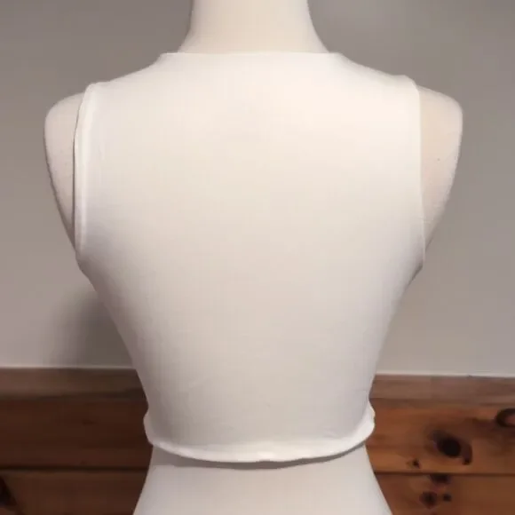 Klassy Network White Cream Tank Top Built In Bra - Picture 4 of 5